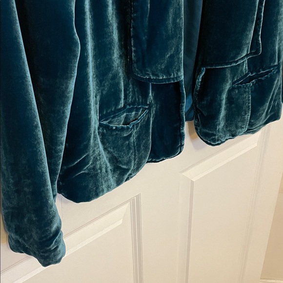 Sundance Teal Velvet silk Jacket Shawl Collar Pockets Women’s 6 - Picture 3 of 8